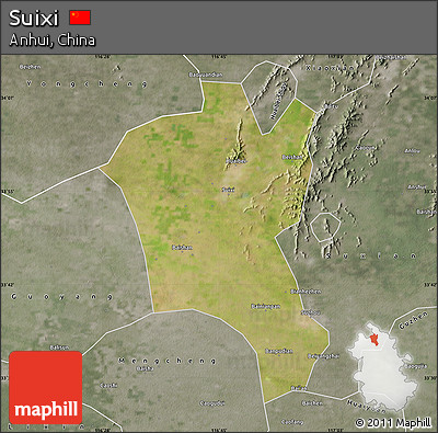 Satellite Map of Suixi, semi-desaturated