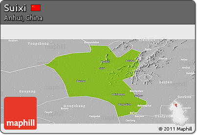 Physical Panoramic Map of Suixi, lighten, desaturated
