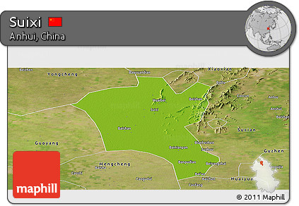 Physical Panoramic Map of Suixi, satellite outside