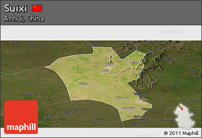 Satellite Panoramic Map of Suixi, darken