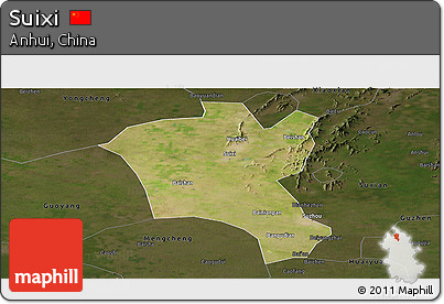 Satellite Panoramic Map of Suixi, darken