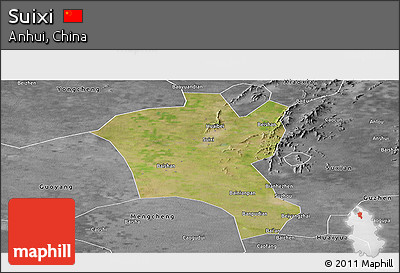 Satellite Panoramic Map of Suixi, desaturated