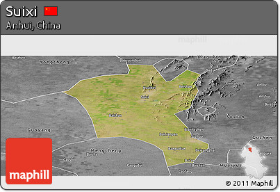Satellite Panoramic Map of Suixi, desaturated