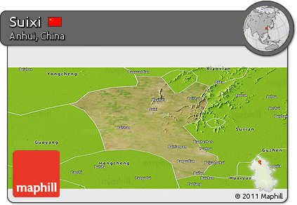 Satellite Panoramic Map of Suixi, physical outside