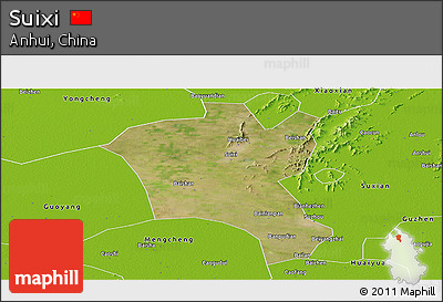 Satellite Panoramic Map of Suixi, physical outside