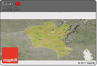 Satellite Panoramic Map of Suixi, semi-desaturated