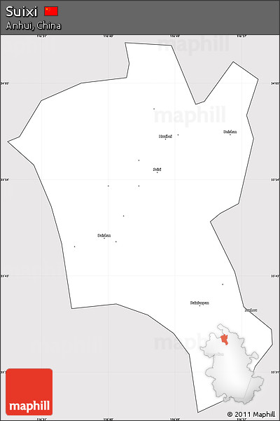 Silver Style Simple Map of Suixi, cropped outside