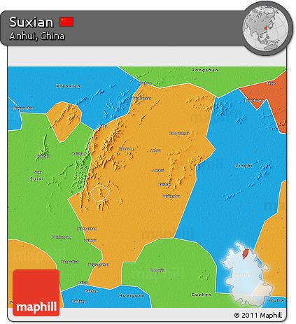 Political 3D Map of Suxian