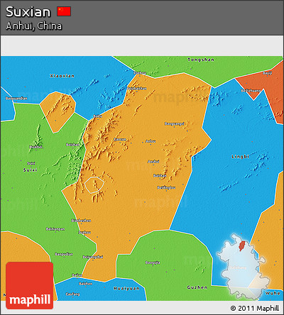 Political 3D Map of Suxian