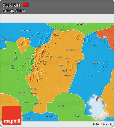 Political 3D Map of Suxian