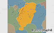 Political 3D Map of Suxian, semi-desaturated