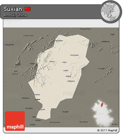 Shaded Relief 3D Map of Suxian, darken