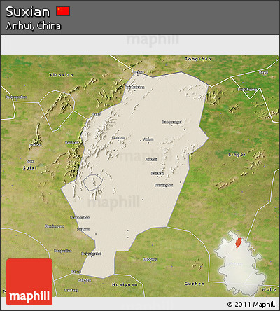 Shaded Relief 3D Map of Suxian, satellite outside