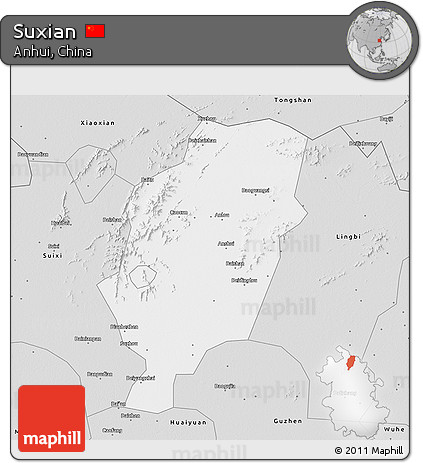 Silver Style 3D Map of Suxian