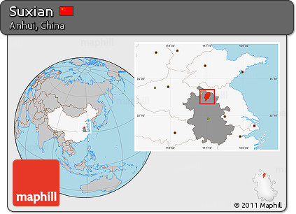 Gray Location Map of Suxian, highlighted country, highlighted parent region