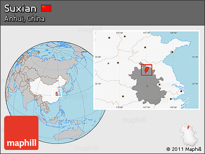 Gray Location Map of Suxian, highlighted country, highlighted parent region