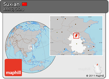 Gray Location Map of Suxian, highlighted parent region