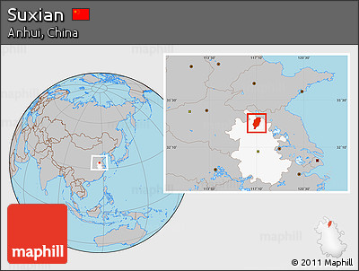 Gray Location Map of Suxian, highlighted parent region