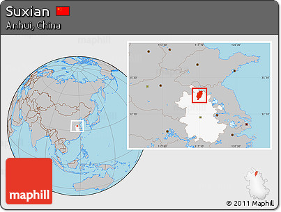 Gray Location Map of Suxian, highlighted parent region