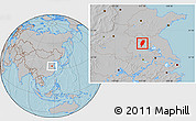 Gray Location Map of Suxian, hill shading
