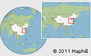 Savanna Style Location Map of Suxian, highlighted country, within the entire country