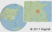 Savanna Style Location Map of Suxian, hill shading