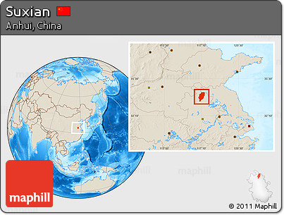 Shaded Relief Location Map of Suxian