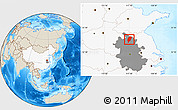 Shaded Relief Location Map of Suxian, highlighted country, highlighted parent region