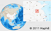 Shaded Relief Location Map of Suxian, highlighted country