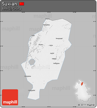 Gray Map of Suxian, single color outside