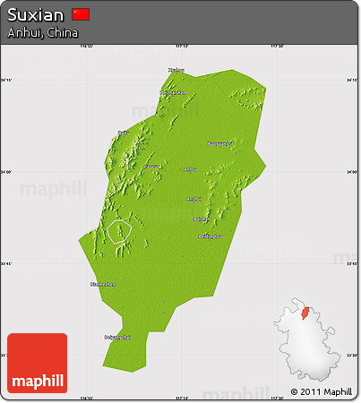 Physical Map of Suxian, cropped outside