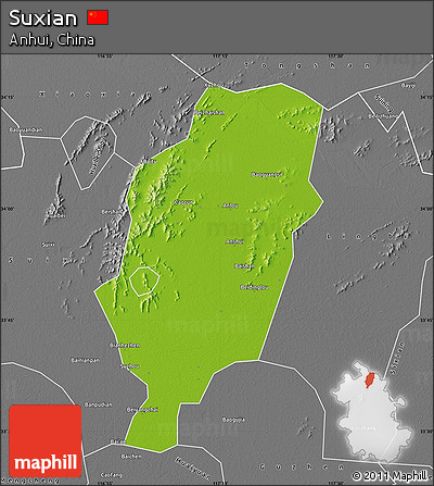 Physical Map of Suxian, desaturated