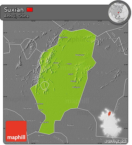 Physical Map of Suxian, desaturated