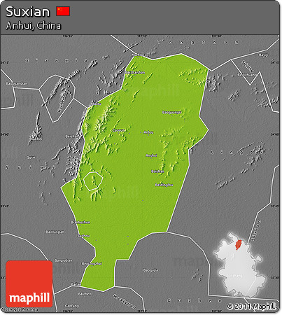 Physical Map of Suxian, desaturated