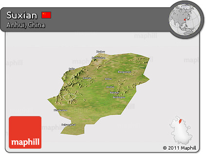 Satellite Panoramic Map of Suxian, cropped outside
