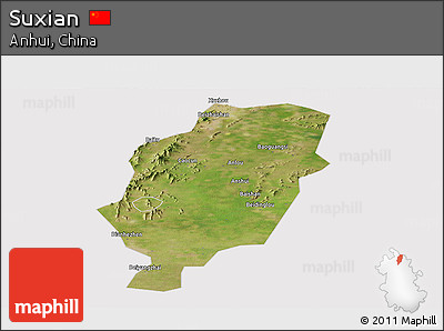 Satellite Panoramic Map of Suxian, cropped outside
