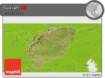 Satellite Panoramic Map of Suxian, physical outside
