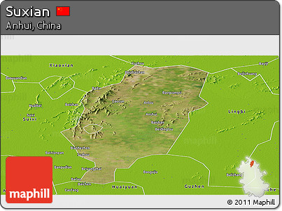 Satellite Panoramic Map of Suxian, physical outside