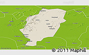 Shaded Relief Panoramic Map of Suxian, physical outside