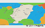 Shaded Relief Panoramic Map of Suxian, political outside