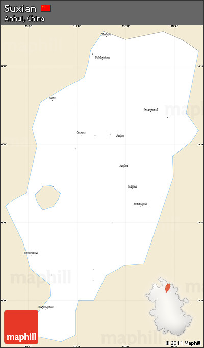 Classic Style Simple Map of Suxian, single color outside
