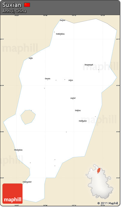 Classic Style Simple Map of Suxian, single color outside
