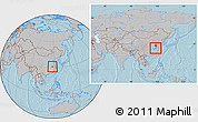 Gray Location Map of Tongling Shiqu, within the entire country, hill shading