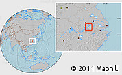 Gray Location Map of Tongling Shiqu, hill shading