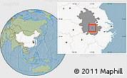 Savanna Style Location Map of Tongling Shiqu, highlighted country, highlighted parent region, hill shading