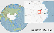Savanna Style Location Map of Tongling Shiqu, highlighted country, hill shading