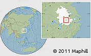 Savanna Style Location Map of Tongling Shiqu, highlighted parent region, hill shading