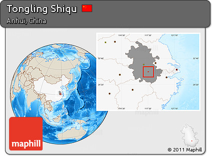 Shaded Relief Location Map of Tongling Shiqu, highlighted country, highlighted parent region