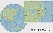 Savanna Style Location Map of Tunxi Shi, hill shading