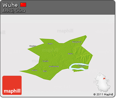 Physical 3D Map of Wuhe, cropped outside